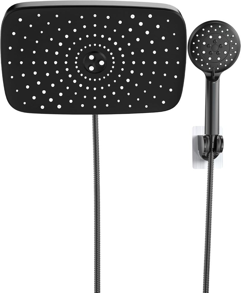 Veken 11.8'' Rain Shower Head with Handheld, High Pressure Rainfall Showerhead Combo with 5 Handheld Water Spray Modes for Bathroom Accessories, Home Decor, Detachable Dual Shower Heads, Matte Black - Image 1